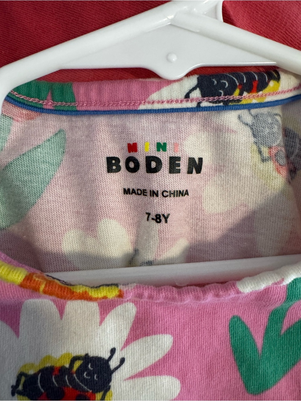 Mini Boden Girls Pink Floral & Ladybug Cotton Dress - Picture 4 of 4